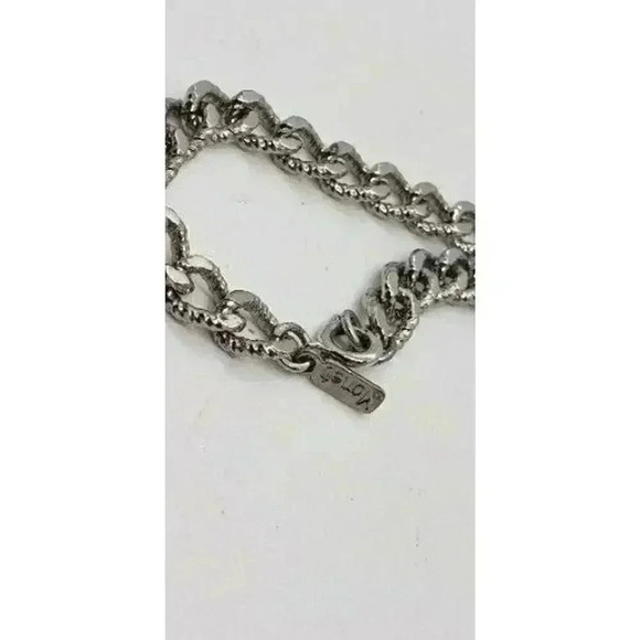 Vintage Chunky Silver Necklace Chain Monet Textured Link - Picture 4 of 6